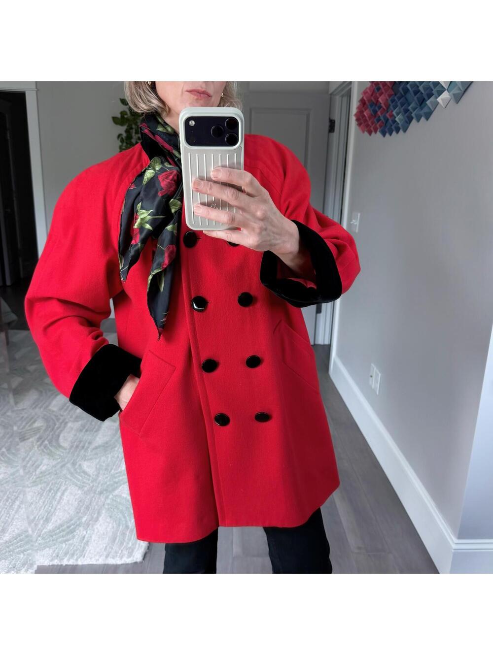 Vintage Carlisle Red Wool Cashmere Blend Coat Size 10